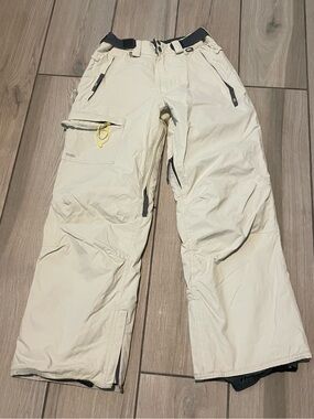 Vintage Y2K 686 Archetype Snowboard Pants Women XS Cream Cargo 2004